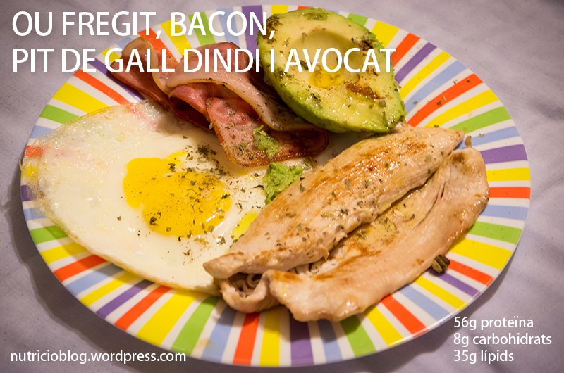 Ous, bacon, gall dindi i avocat